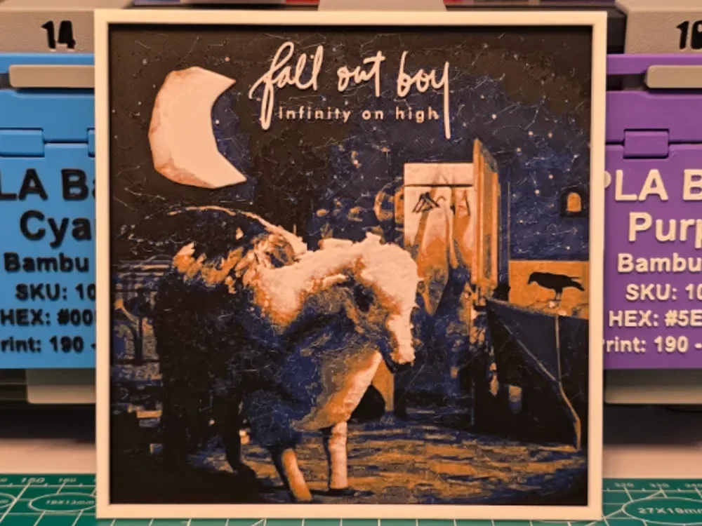 Fall Out Boy "Infinity on High" Album - Hueforge by Lumpy3D HueForge model: Fall Out Boy "Infinity on High" Album - Hueforge by Lumpy3D