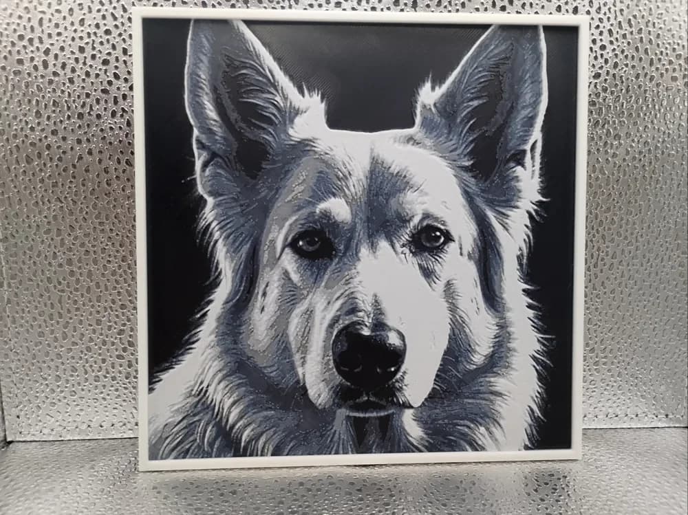 White Swiss Shepherd – Hueforge by Borishotch Industries HueForge model: White Swiss Shepherd – Hueforge by Borishotch Industries