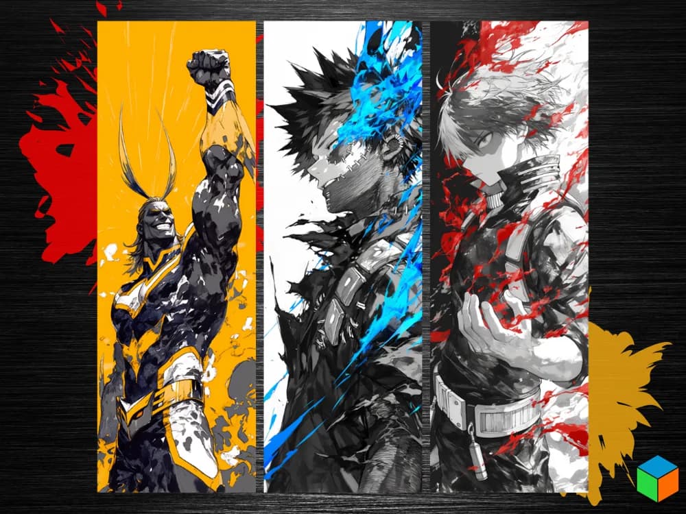 HueForge model: My Hero Academia Trio – All Might, Dabi & Shoto by 3D Prints By Vic