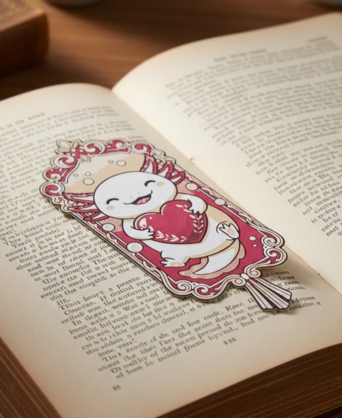 Valentine Axolotl Bookmark2 - Hueforge - 4 colors