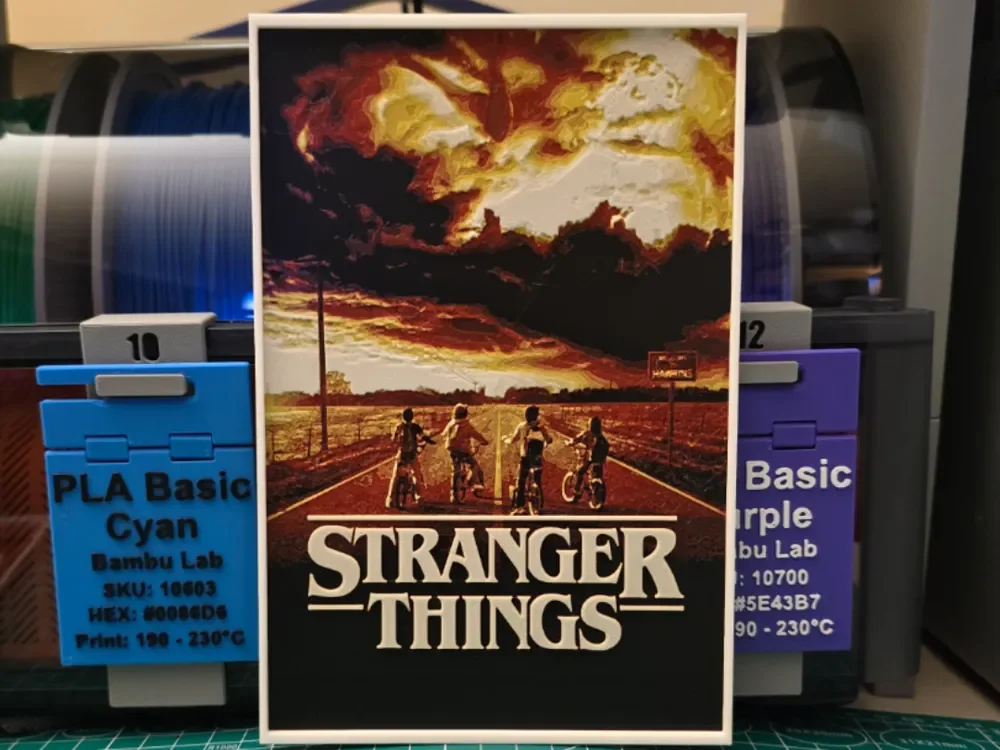 Stranger Things Poster - Hueforge Art by Lumpy3D HueForge model: Stranger Things Poster - Hueforge Art by Lumpy3D