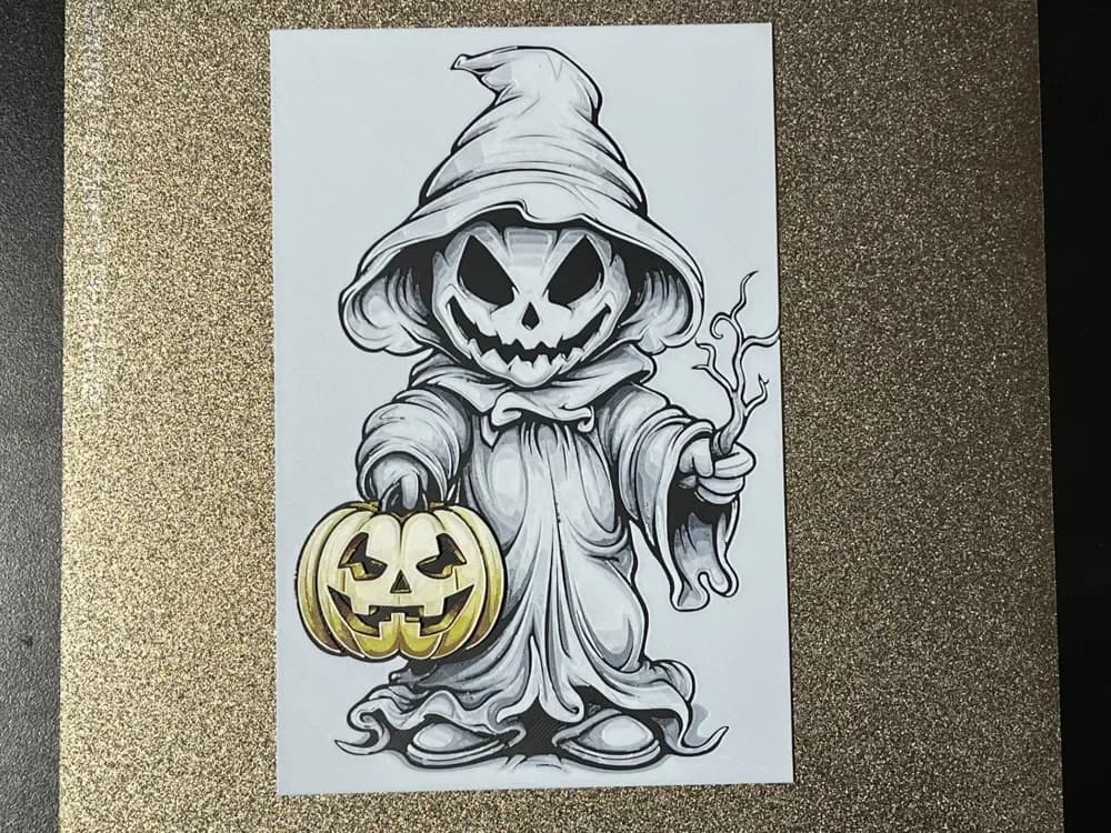 Little Ghost with Pumpkin Halloween Hueforge by FantasyZ HueForge model: Little Ghost with Pumpkin Halloween Hueforge by FantasyZ