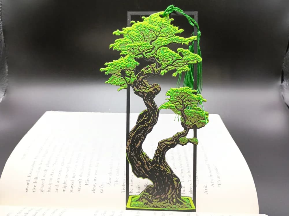 Bonsai Tree Bookmark Framed by 3djd HueForge model: Bonsai Tree Bookmark Framed by 3djd