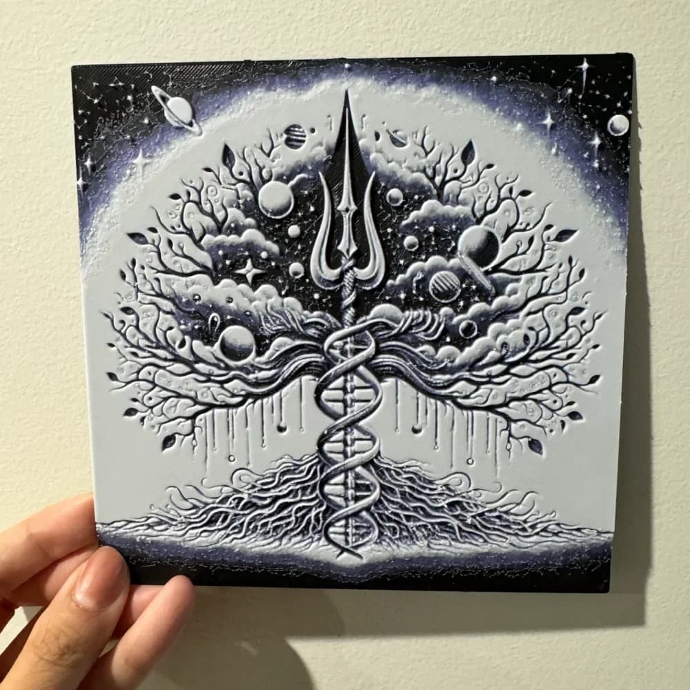 HueForge model: Shiva's Trident and Tree of Life - HueForge Print by cyanidesugar