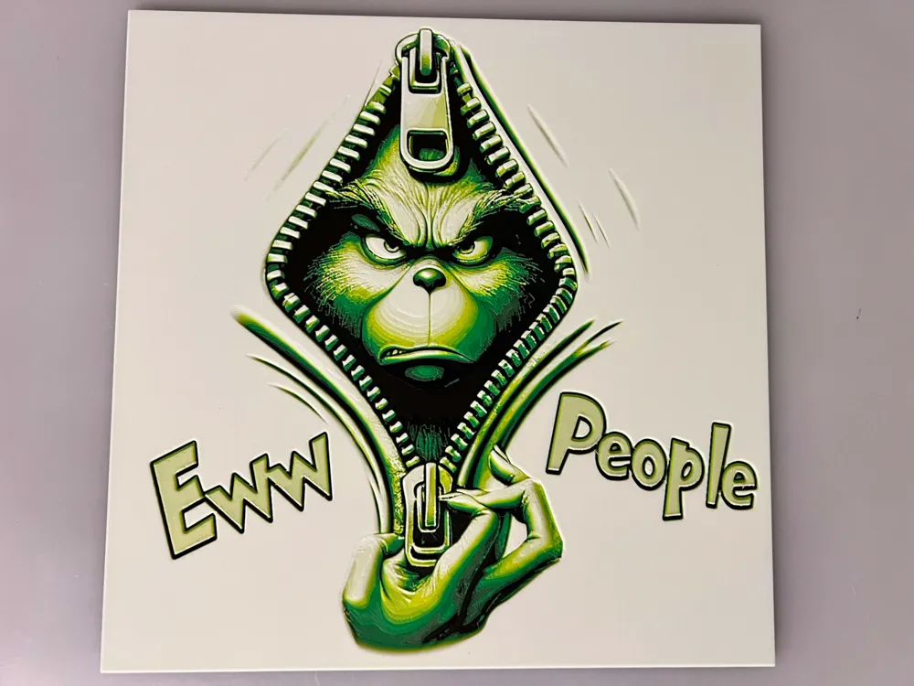 HueForge model: The Grinch #1, Full Zipper by 3djd