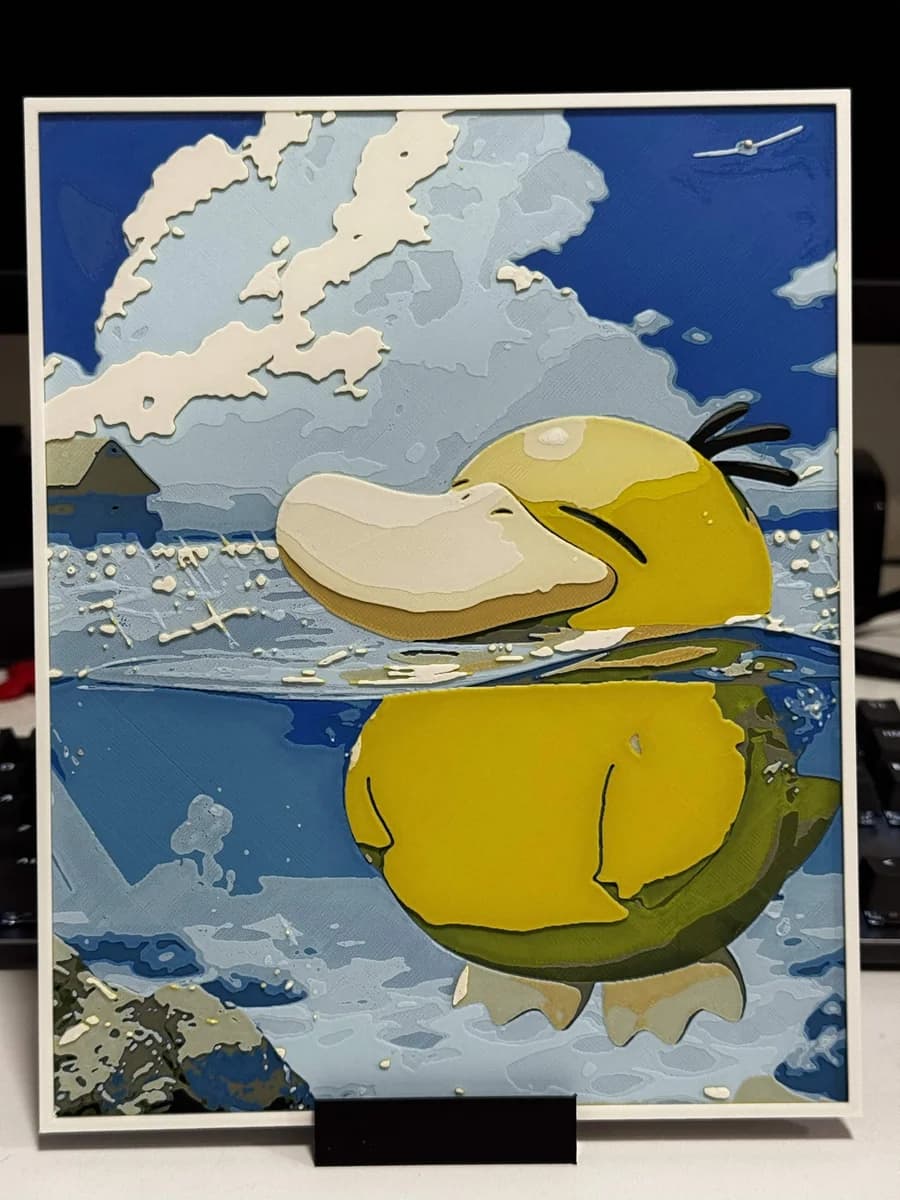 Psyduck Ascended Heroes by Strata Prints HueForge model: Psyduck Ascended Heroes by Strata Prints