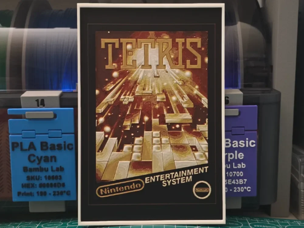 Tetris (NES) Poster - Hueforge Art by Lumpy3D HueForge model: Tetris (NES) Poster - Hueforge Art by Lumpy3D