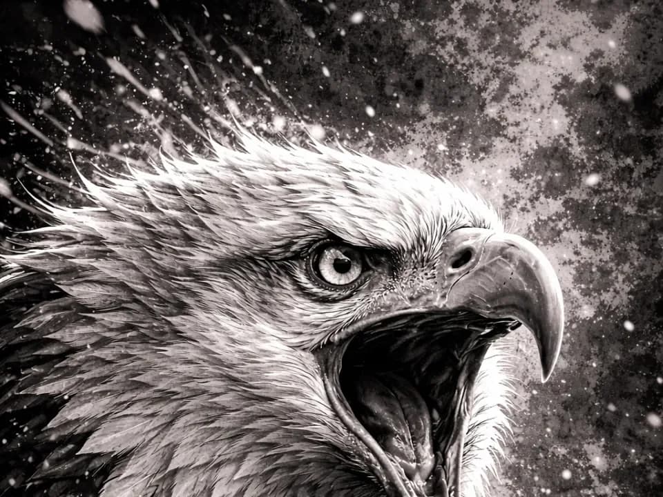 Fierce Eagle – Black and White Animal Series by Hueforge Maker HueForge model: Fierce Eagle – Black and White Animal Series by Hueforge Maker