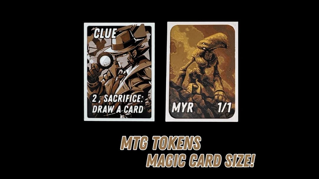 Clue & Myr - Magic the Gathering Tokens by Canadian Gamer HueForge model: Clue & Myr - Magic the Gathering Tokens by Canadian Gamer