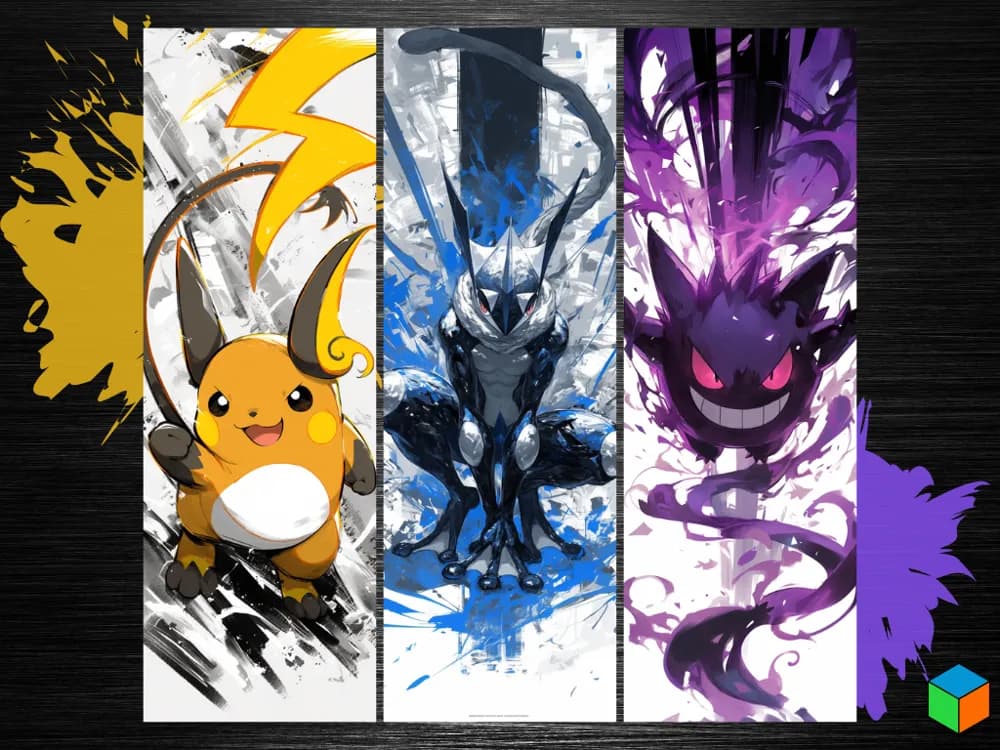 Raichu, Greninja & Gengar Bookmark Set by 3D Prints By Vic HueForge model: Raichu, Greninja & Gengar Bookmark Set by 3D Prints By Vic