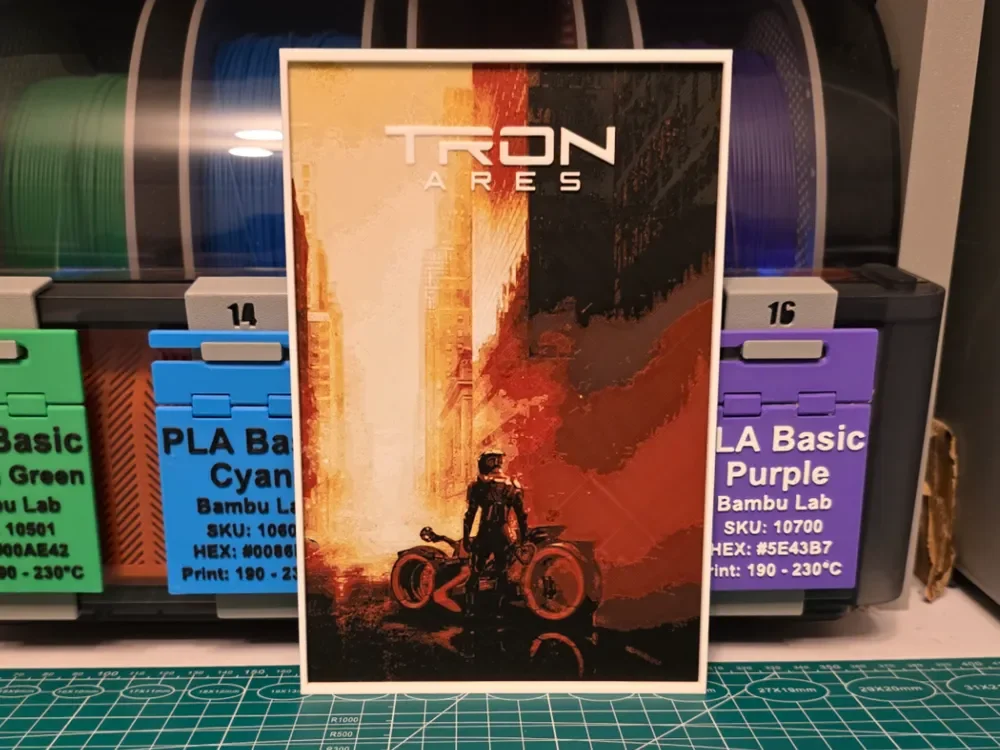 Tron: Ares Movie Poster - Hueforge Art by Lumpy3D HueForge model: Tron: Ares Movie Poster - Hueforge Art by Lumpy3D