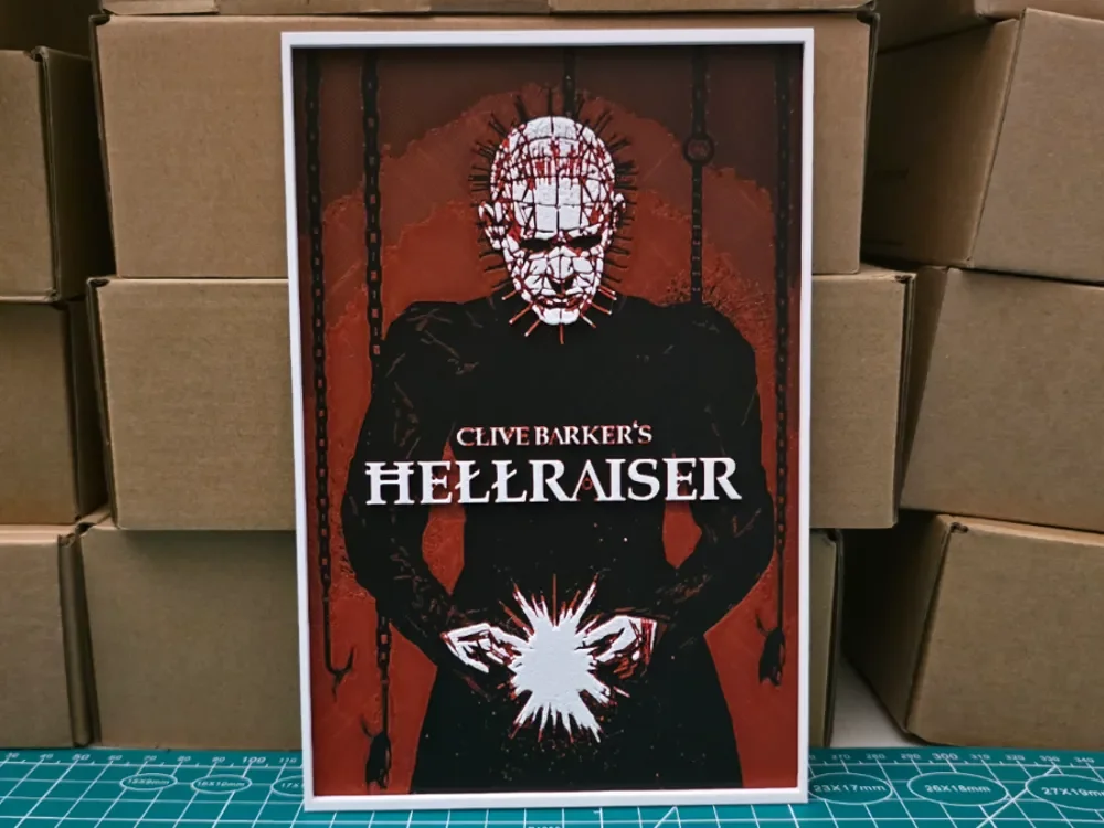 Hellraiser Movie Poster - Hueforge Art by Lumpy3D HueForge model: Hellraiser Movie Poster - Hueforge Art by Lumpy3D