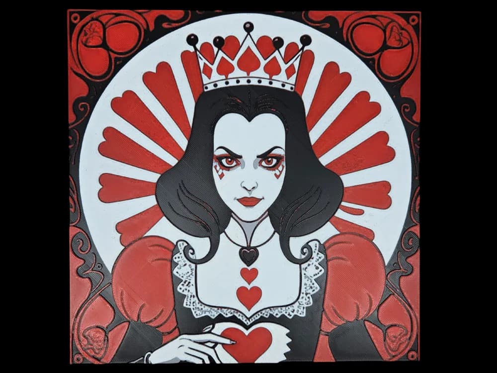 HueForge model: Card Faces: Queen of Hearts by BusyKikiBee