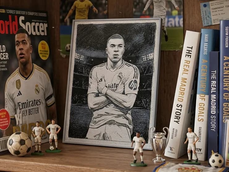 Mbappè Real Madrid - HueForge by keko HueForge model: Mbappè Real Madrid - HueForge by keko