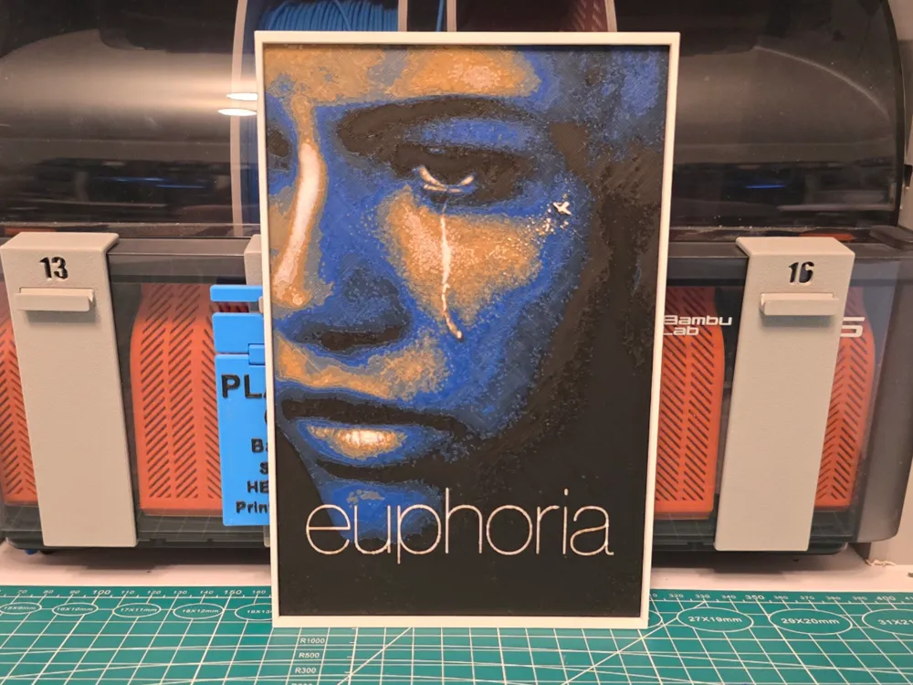 Euphoria Series Poster - Hueforge Art by Lumpy3D HueForge model: Euphoria Series Poster - Hueforge Art by Lumpy3D