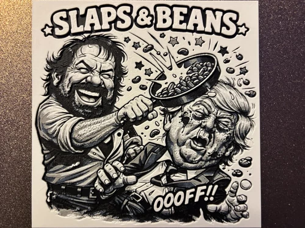 Bud Spencer Donald Trump Slaps and Beans Hueforge by Reeftank&more HueForge model: Bud Spencer Donald Trump Slaps and Beans Hueforge by Reeftank&more