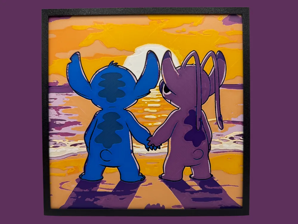 Stitch and Angel - Sunset Watching by Canadian Gamer HueForge model: Stitch and Angel - Sunset Watching by Canadian Gamer