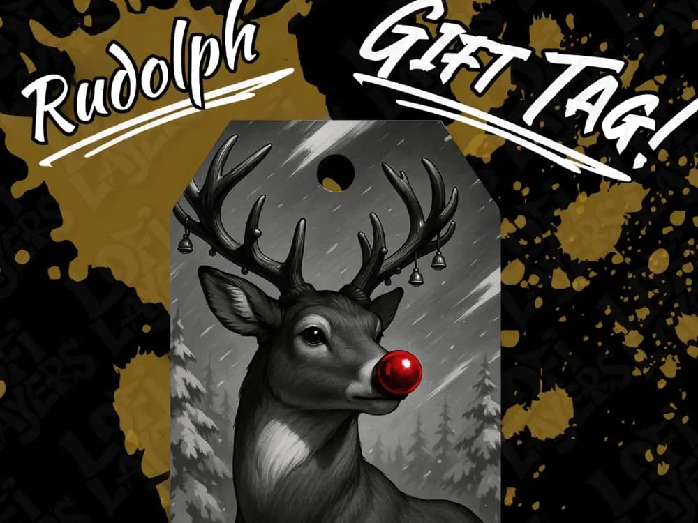 Rudolph the Red-Nosed Reindeer Gift Tag Hueforge by LoFi Layers HueForge model: Rudolph the Red-Nosed Reindeer Gift Tag Hueforge by LoFi Layers