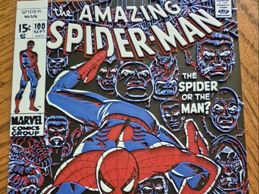 Spiderman Comic Cover Wall Art #2 by FiremanprintsIRL (BR3Design) HueForge model: Spiderman Comic Cover Wall Art #2 by FiremanprintsIRL (BR3Design)