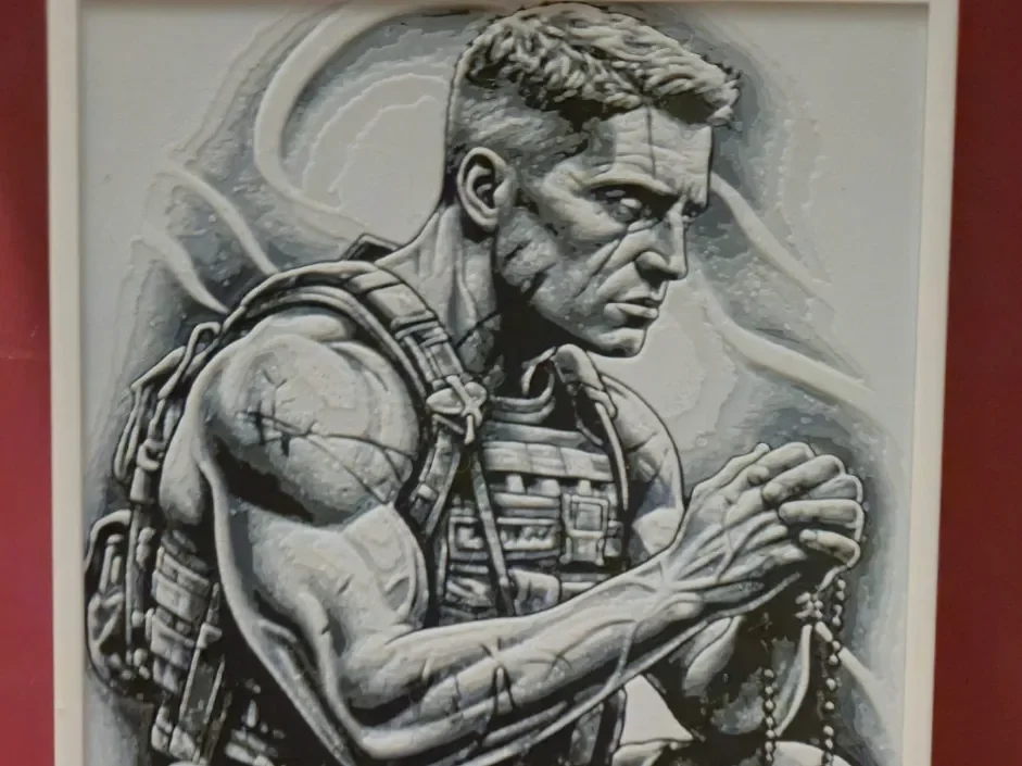 Soldier taking a Knee by Buntsta HueForge model: Soldier taking a Knee by Buntsta