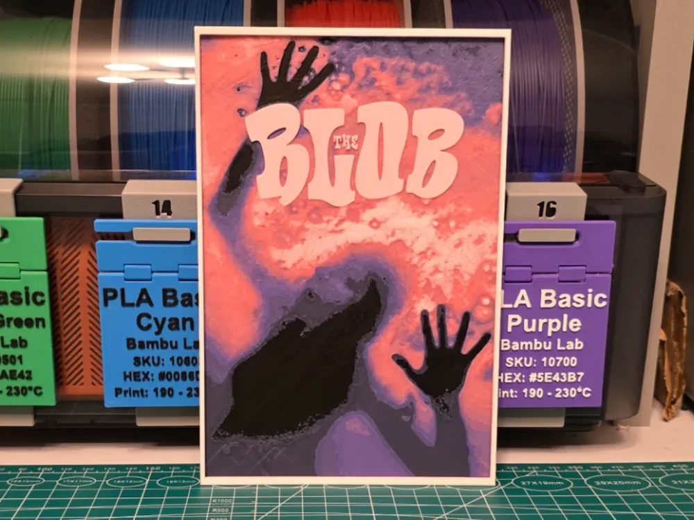 The Blob Movie Poster - Hueforge Art by Lumpy3D HueForge model: The Blob Movie Poster - Hueforge Art by Lumpy3D