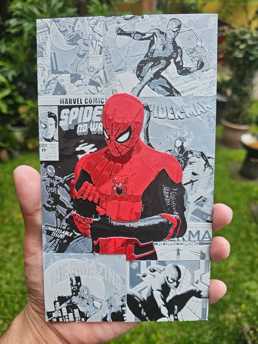 Spiderman Comic Background Hueforge by Loki HueForge model: Spiderman Comic Background Hueforge by Loki