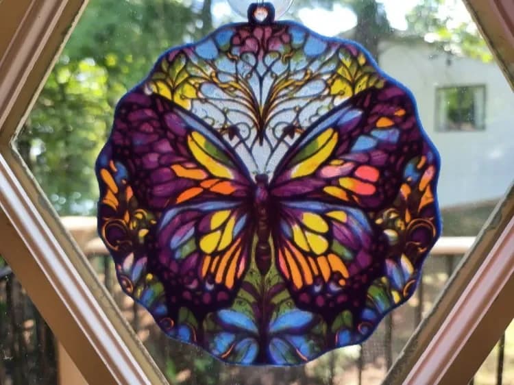 HueForge Stained Glass 3 Part Butterfly 3 in PETG by tlavedas HueForge model: HueForge Stained Glass 3 Part Butterfly 3 in PETG by tlavedas