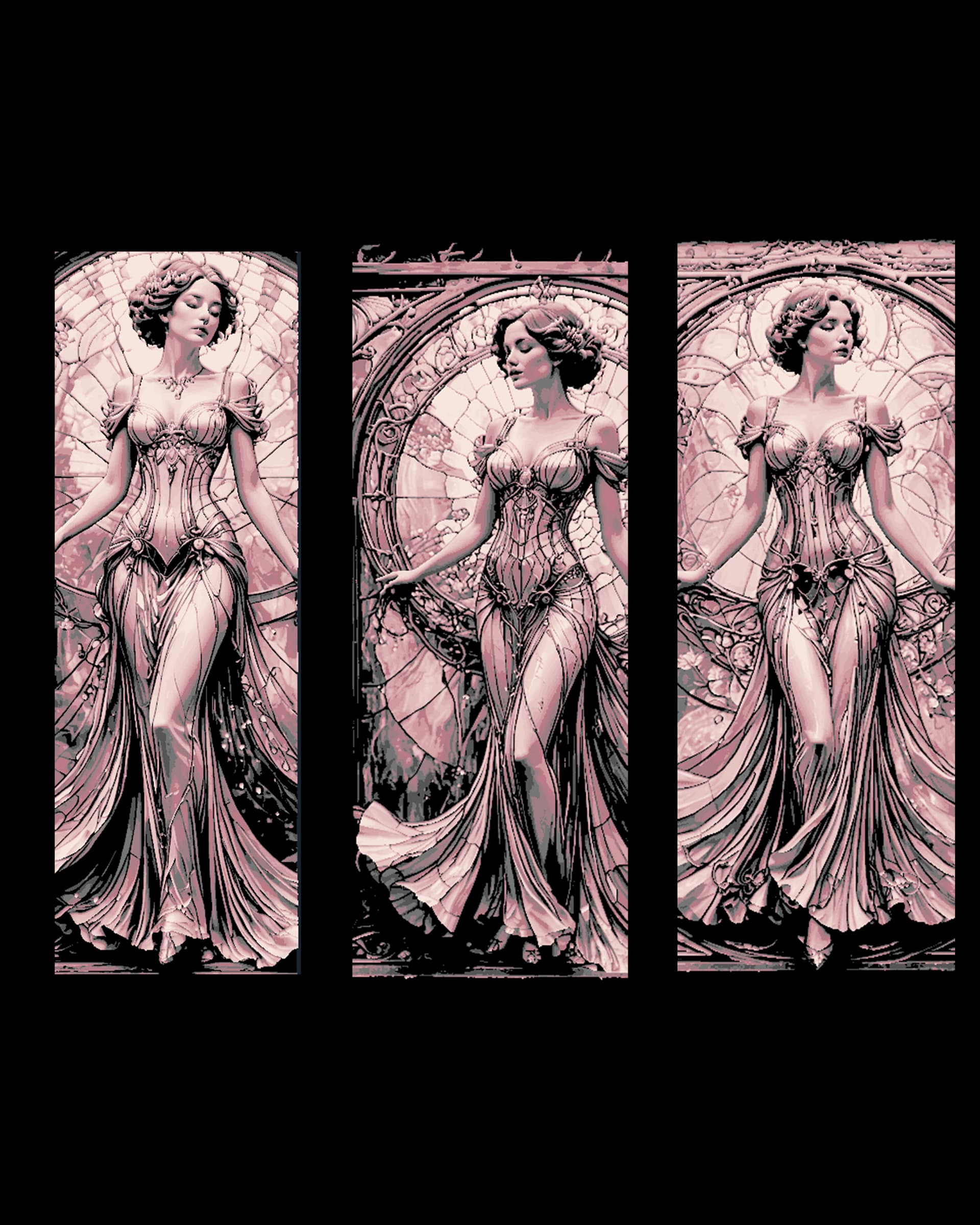 Beauty in front, or inside a picture of stained glass? Set of bookmarks by BooneCo3d HueForge model: Beauty in front, or inside a picture of stained glass? Set of bookmarks by BooneCo3d