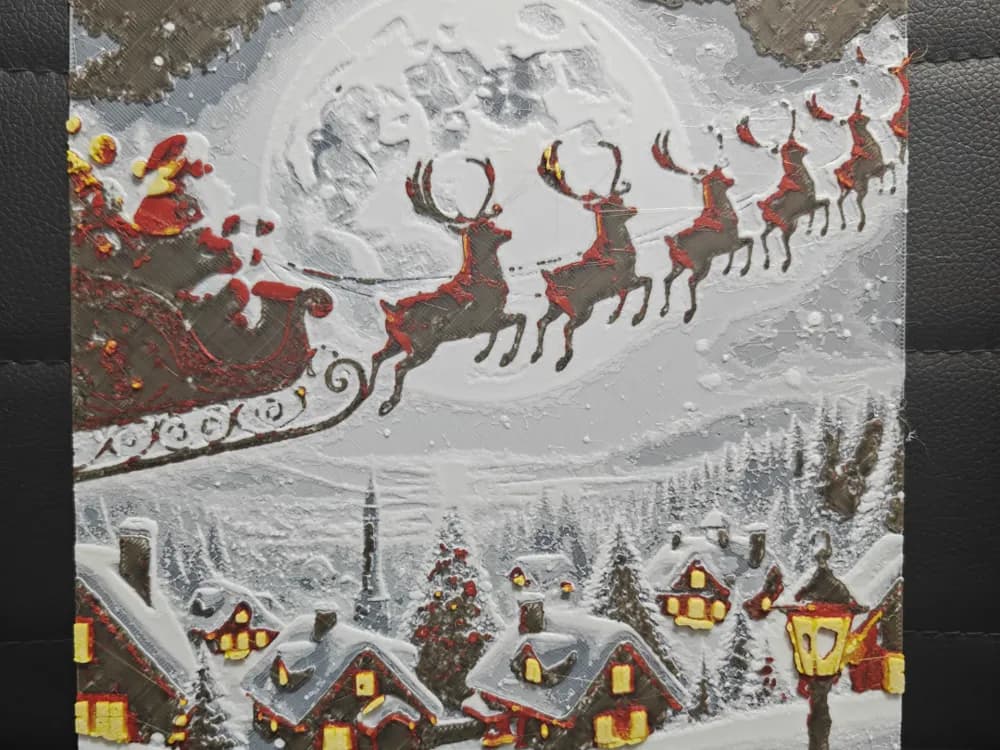 Santa Claus on Sleigh Multi-Coloured by TheHueforgeLady HueForge model: Santa Claus on Sleigh Multi-Coloured by TheHueforgeLady