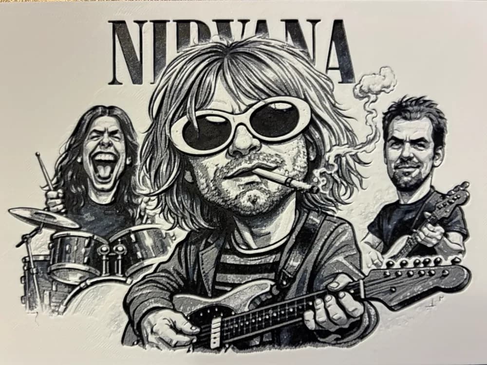 Nirvana - Curt Cobain - Hueforge - Caricature Nirvana - Curt Cobain - Hueforge - Caricature
