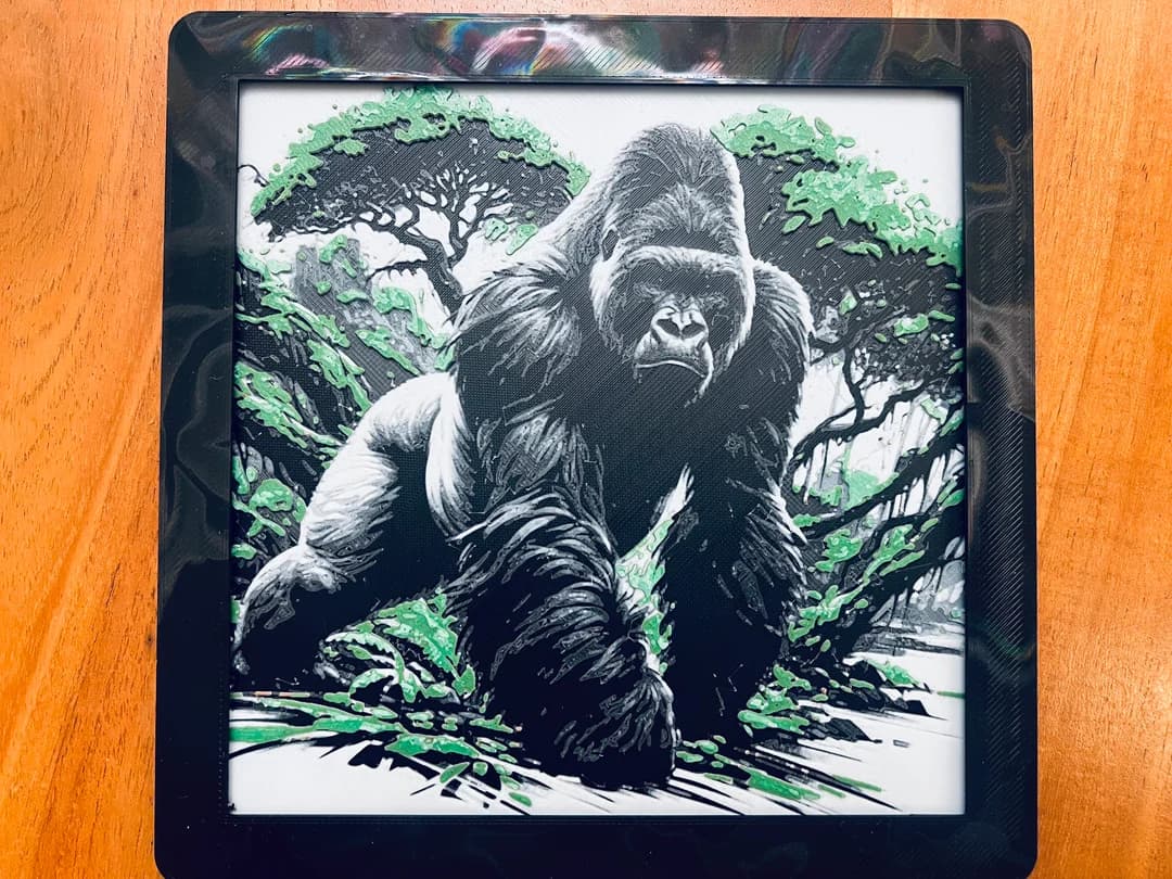 Gorilla in the Jungle by JustBe 3D Printing HueForge model: Gorilla in the Jungle by JustBe 3D Printing