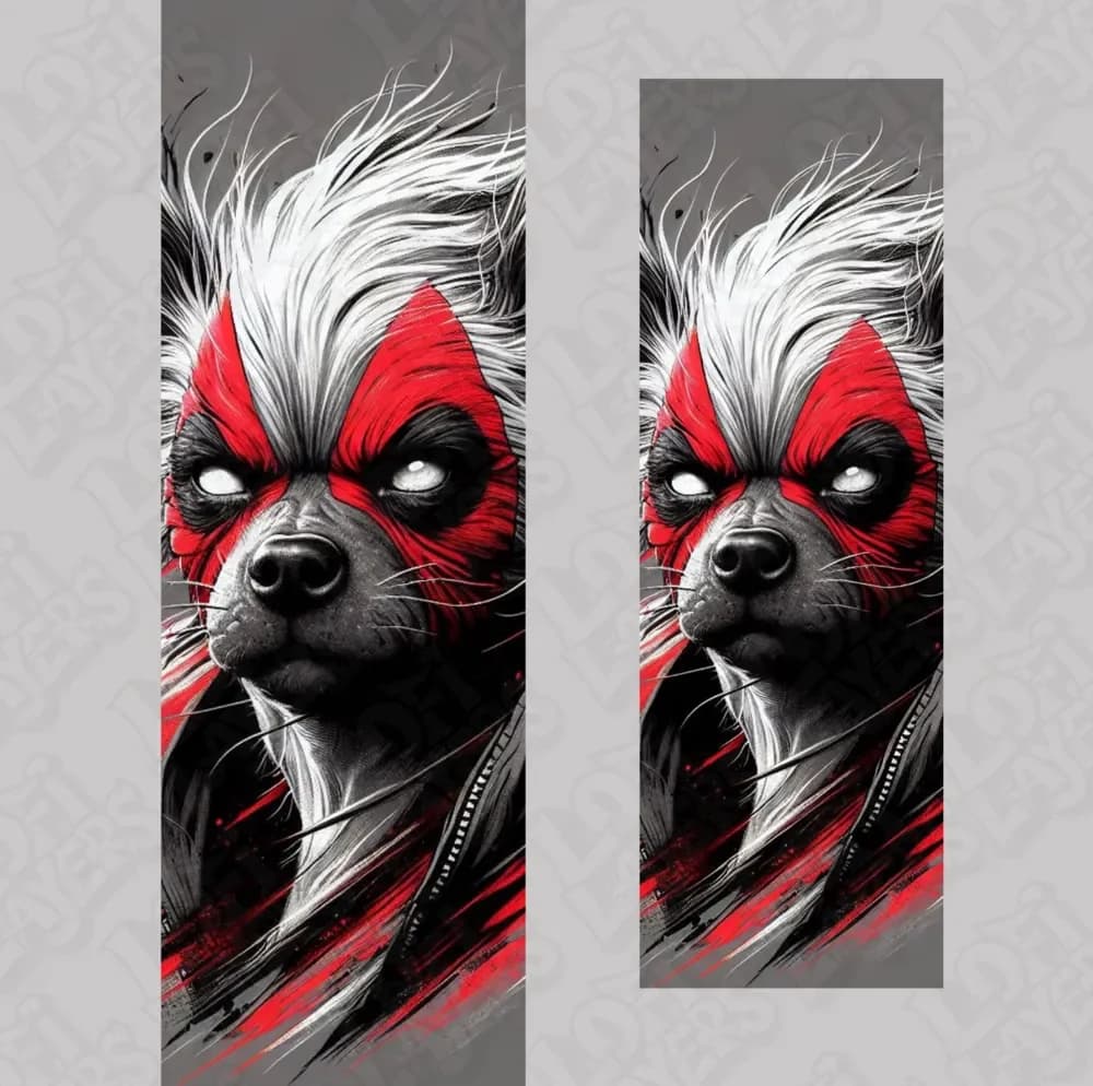 Dogpool Bookmark Hueforge by LoFi Layers HueForge model: Dogpool Bookmark Hueforge by LoFi Layers