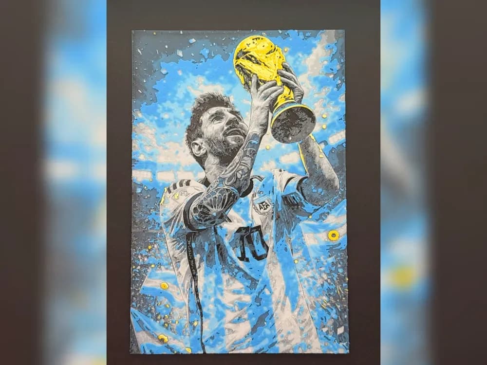 Messi World Cup Glory Hueforge Print by Thadius HueForge model: Messi World Cup Glory Hueforge Print by Thadius