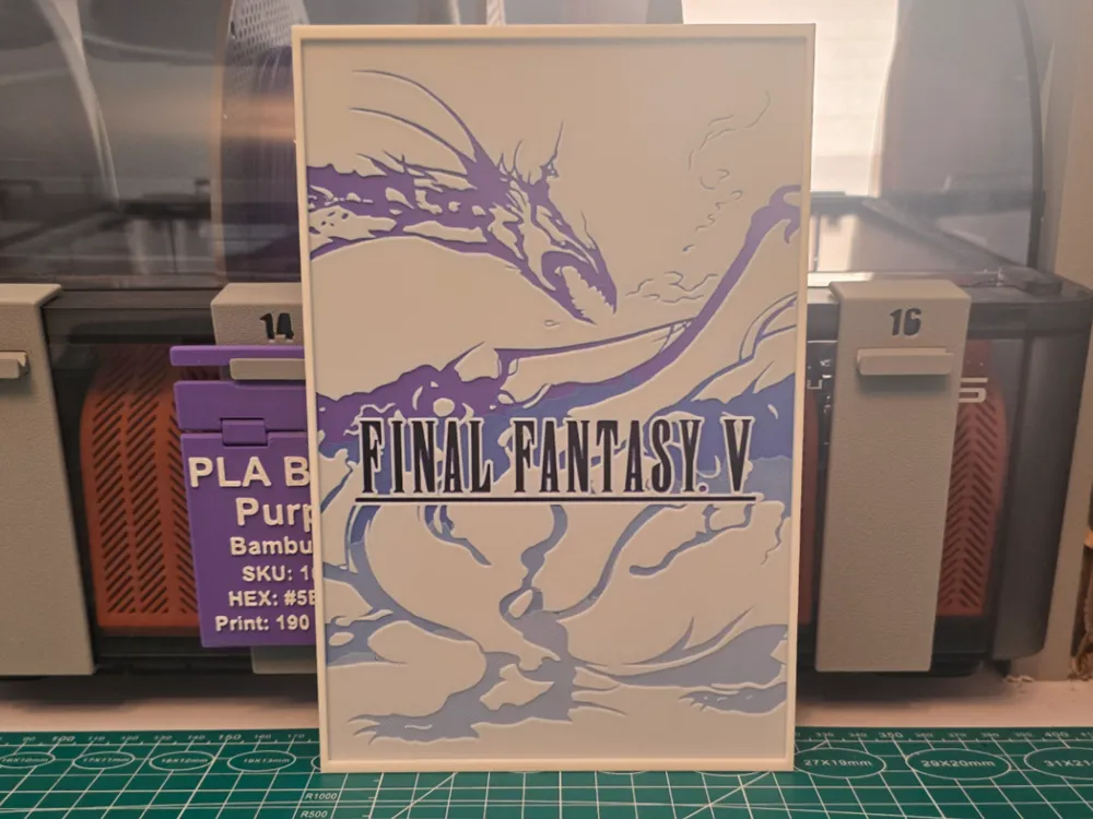 Final Fantasy V Game Poster - Hueforge Art by Lumpy3D HueForge model: Final Fantasy V Game Poster - Hueforge Art by Lumpy3D
