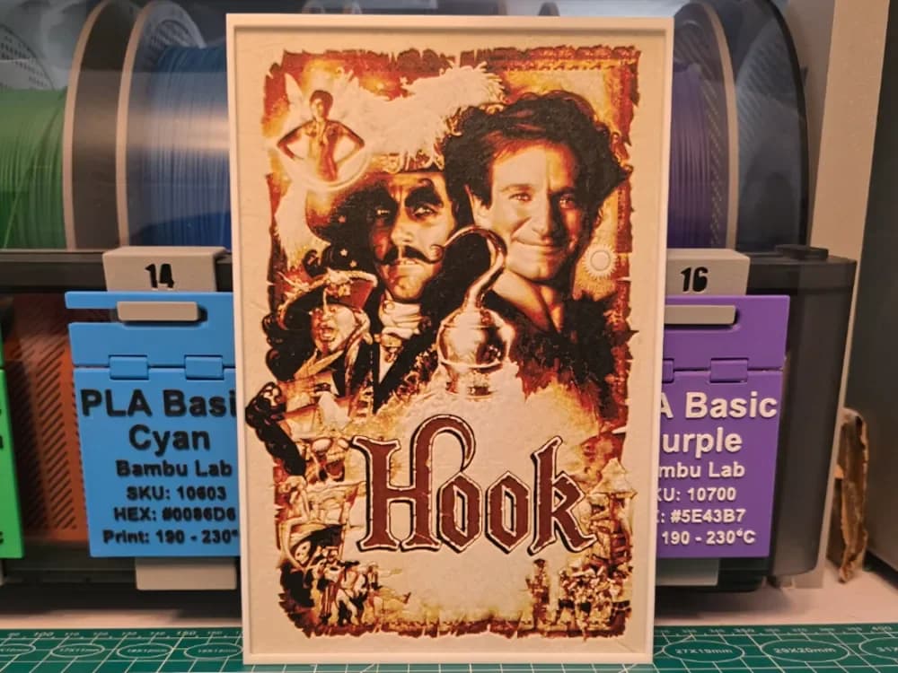 Hook Movie Poster - Hueforge Art by Lumpy3D HueForge model: Hook Movie Poster - Hueforge Art by Lumpy3D