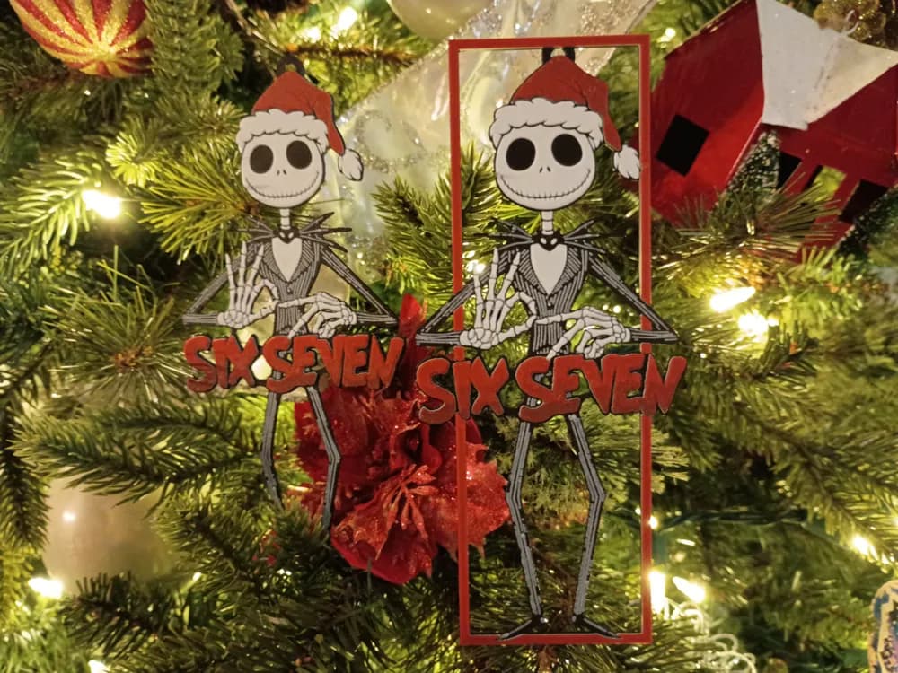 Christmas Jack Skellington 67 Bookmark or Ornament by 3djd HueForge model: Christmas Jack Skellington 67 Bookmark or Ornament by 3djd