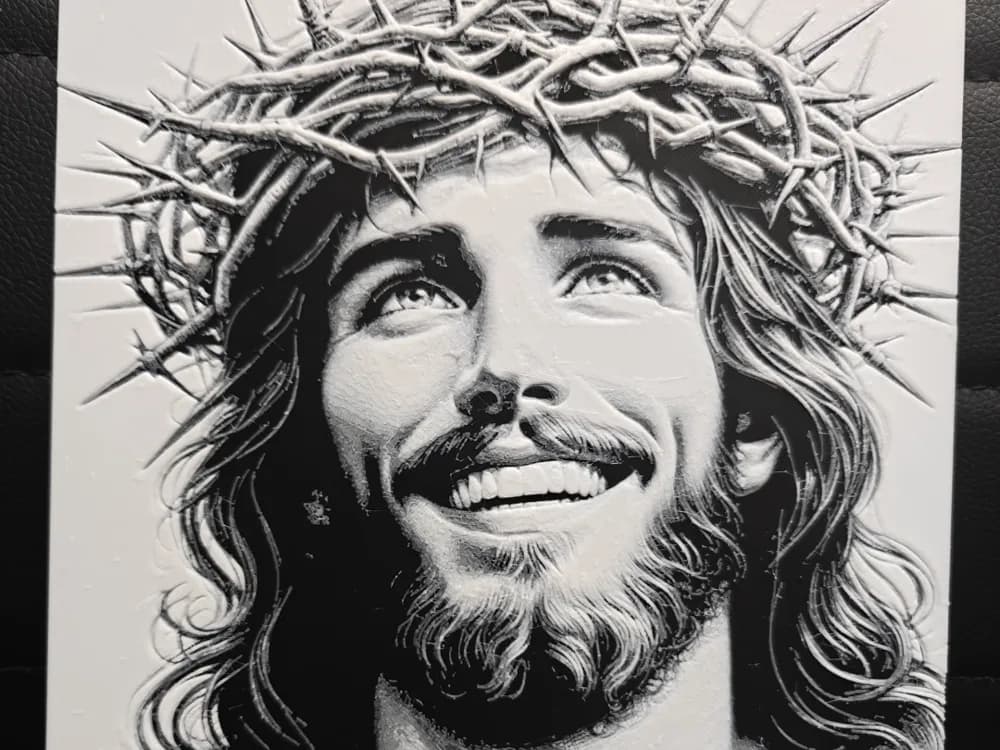 Smiling Jesus by TheHueforgeLady HueForge model: Smiling Jesus by TheHueforgeLady