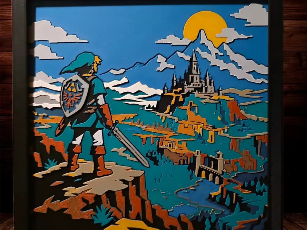 Legend of Zelda - Link - 200x200 by Side Quest Hues HueForge model: Legend of Zelda - Link - 200x200 by Side Quest Hues