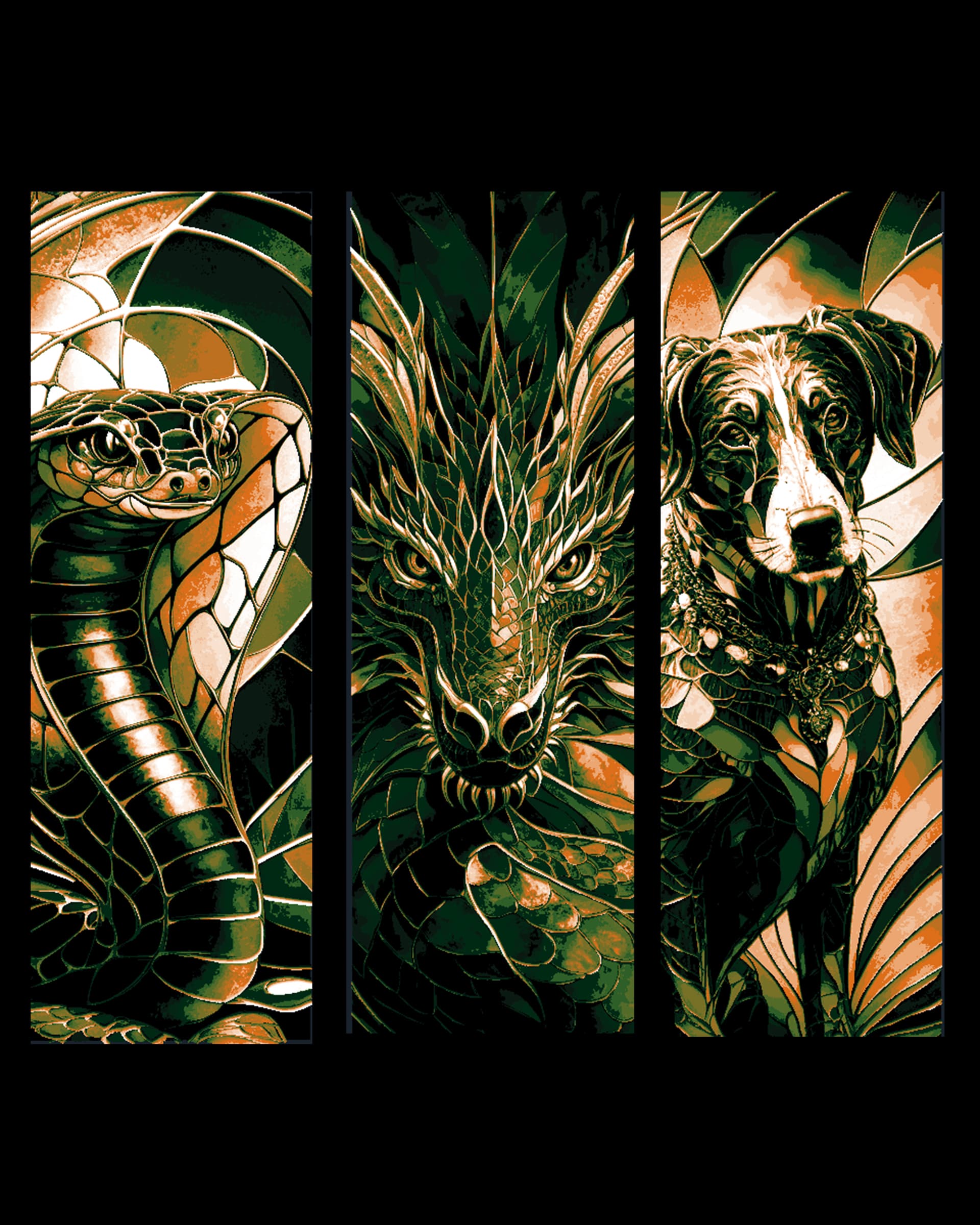 Artistic style on display -cloisonne style depictions of animals both real and fantasy - bookmarks by BooneCo3d HueForge model: Artistic style on display -cloisonne style depictions of animals both real and fantasy - bookmarks by BooneCo3d