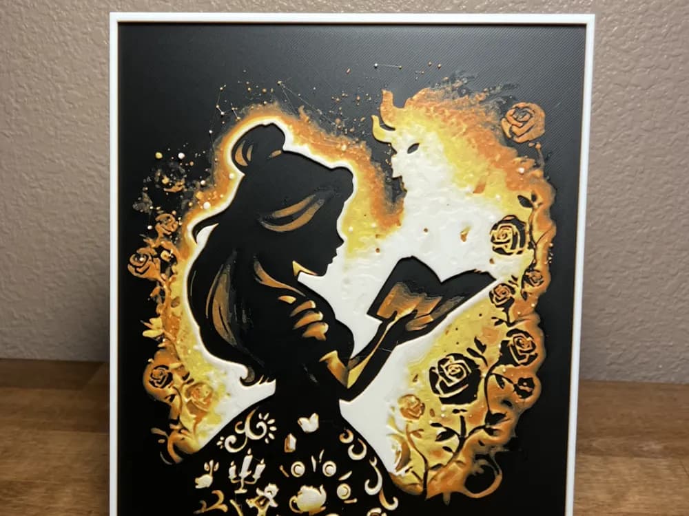 HueForge model: Hueforge - Disney - Belle Reading Book (updated) by Cloudy Nostalgia