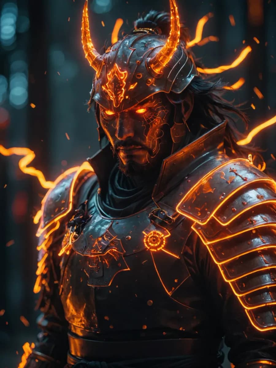 Elemental Samurai - Hueforge by suaimondi HueForge model: Elemental Samurai - Hueforge by suaimondi