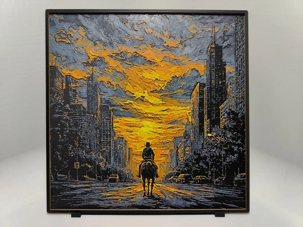 Lone Cowboy Sunset - Hueforge by BeaN HueForge model: Lone Cowboy Sunset - Hueforge by BeaN
