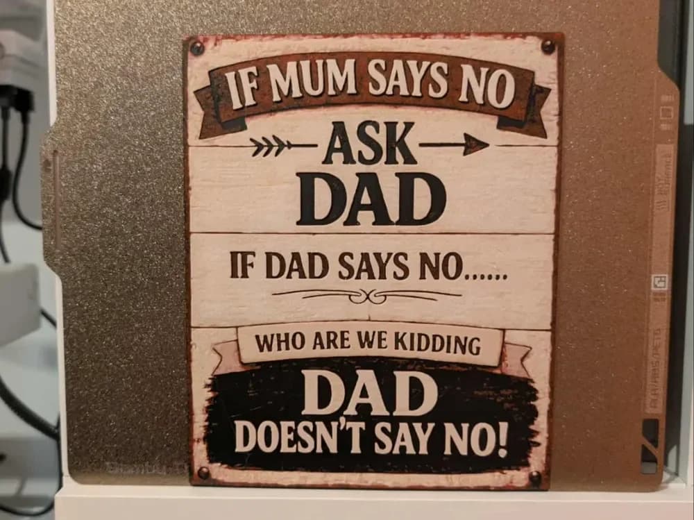 Asking dad - Hueforge sign Asking dad - Hueforge sign
