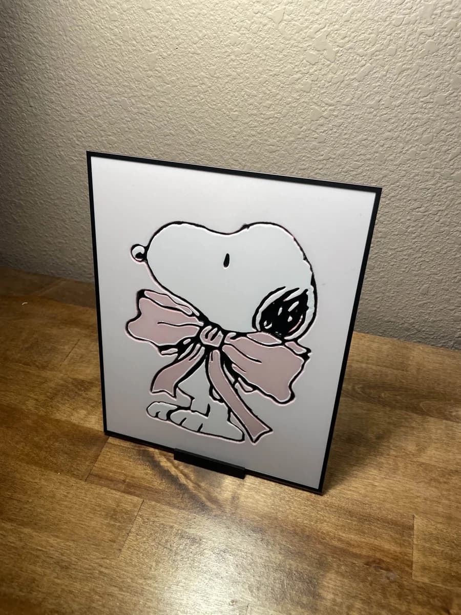 Snoopy with Bow by Cloudy Nostalgia HueForge model: Snoopy with Bow by Cloudy Nostalgia