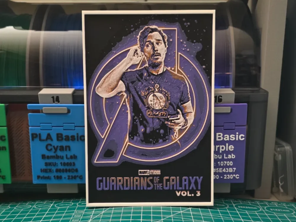 HueForge model: Guardians of the Galaxy Vol. 3 Poster - Hueforge by Lumpy3D