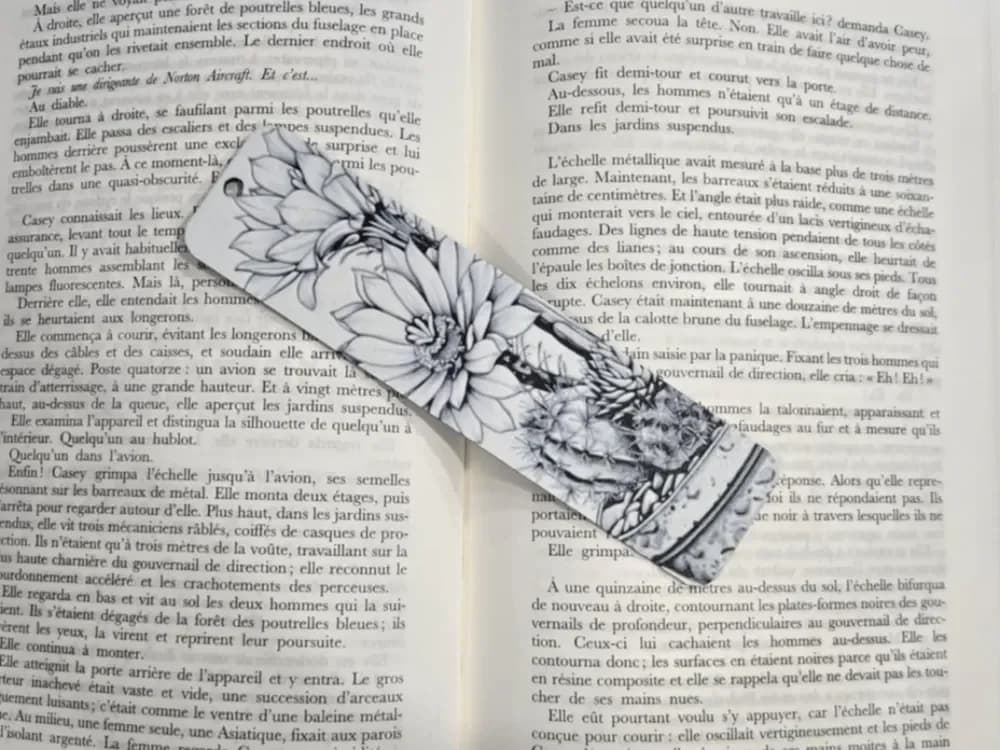 Bookmark Cactus Flowers Only Black & White Bookmark Cactus Flowers Only Black & White