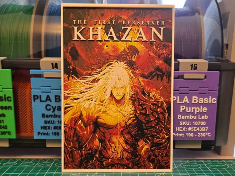 The First Berserker: Khazan Poster - Hueforge Art by Lumpy3D HueForge model: The First Berserker: Khazan Poster - Hueforge Art by Lumpy3D
