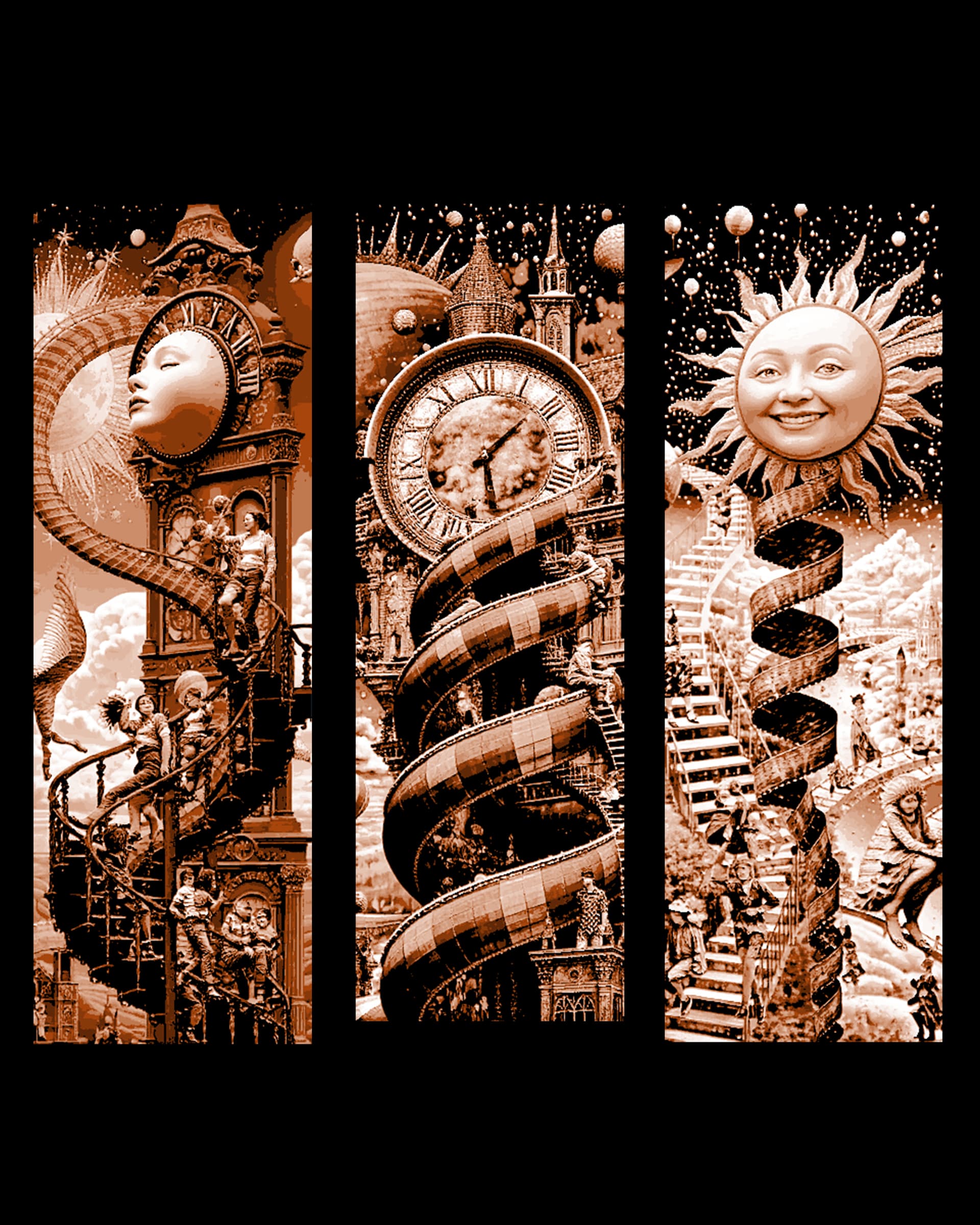 The crazy world of the overloaded mind - clocktowers in the middle world set of bookmark The crazy world of the overloaded mind - clocktowers in the middle world set of bookmark