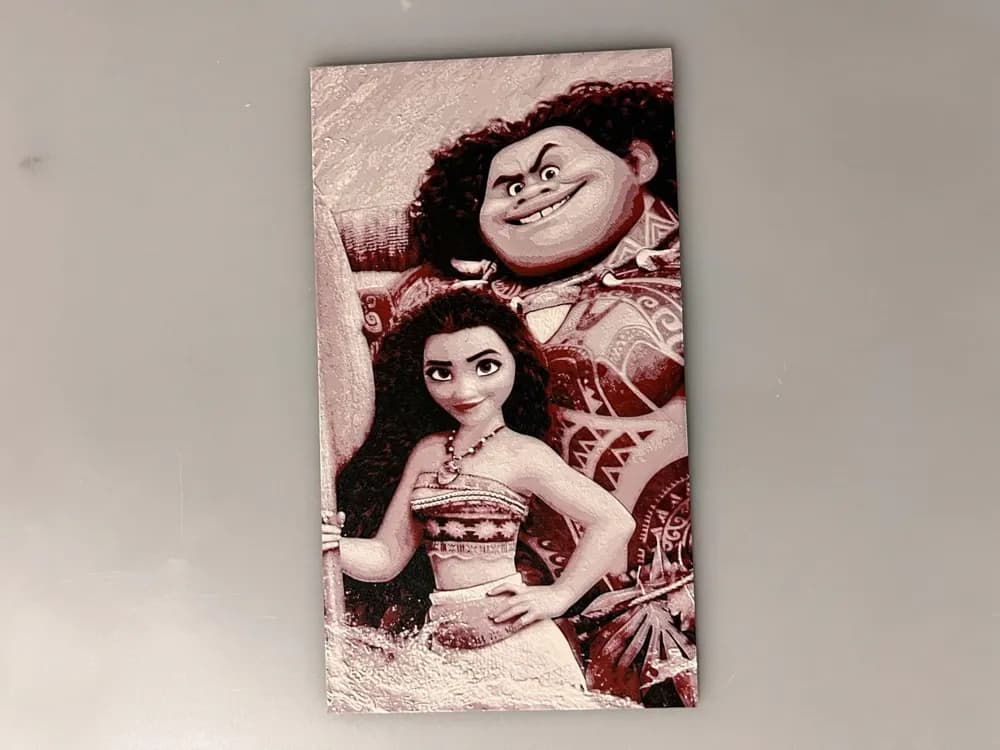Moana and Maui by 3djd HueForge model: Moana and Maui by 3djd