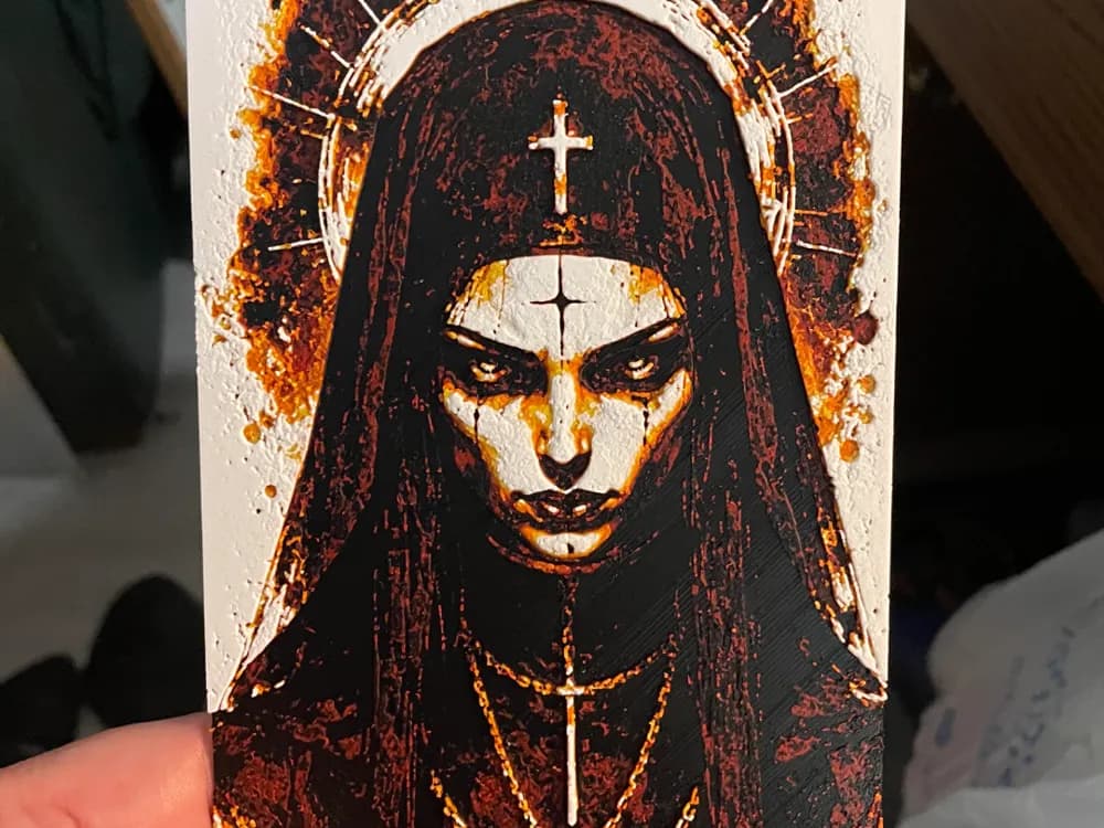 Scary Nun Colors Hueforge by Advancedtechworldwide HueForge model: Scary Nun Colors Hueforge by Advancedtechworldwide